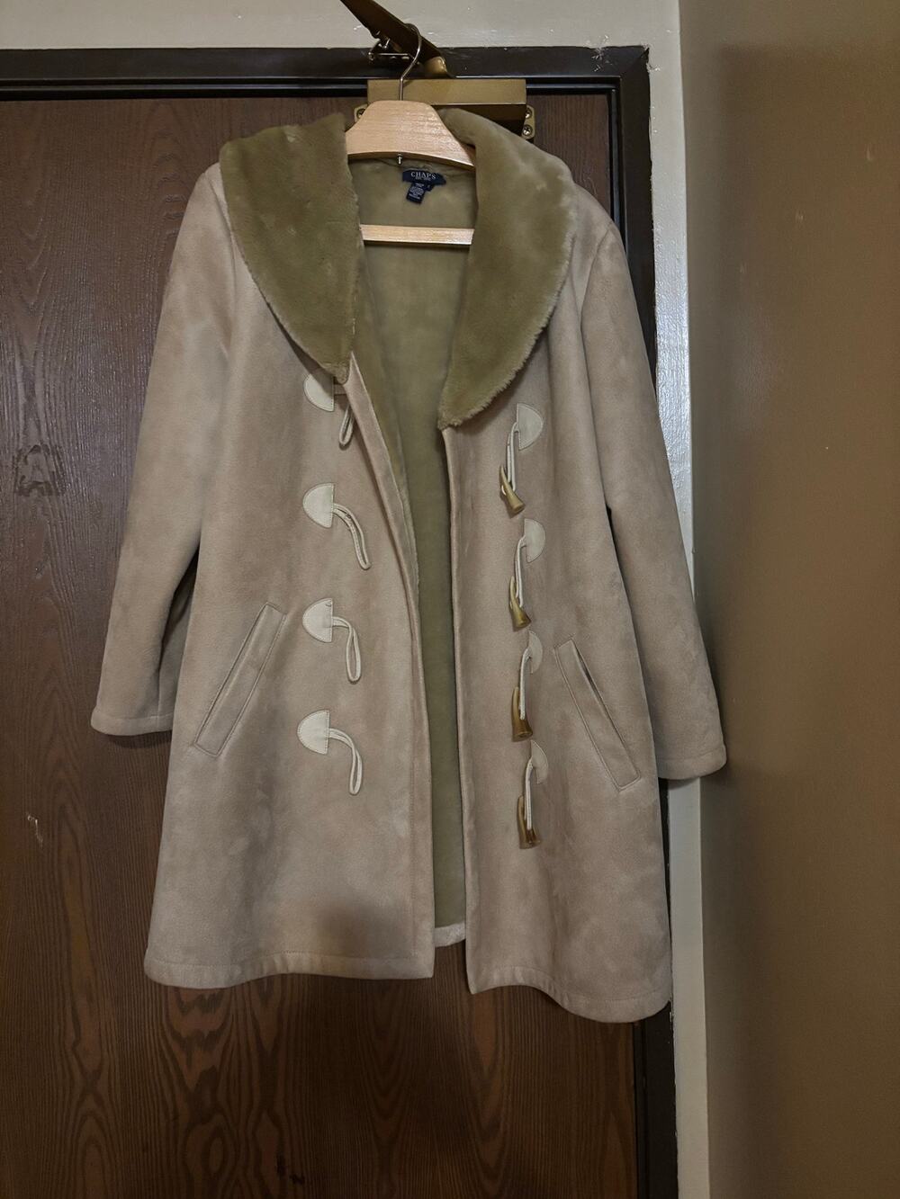 Chaps Ralph Lauren Tan Suede Faux Fur Winter Outerwear Jacket/ Coat